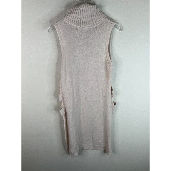 Saks Fifth Avenue Women Cowl Neck Open Side Tunic Sweater Vest Beige‎ S Capsule - Picture 10 of 16